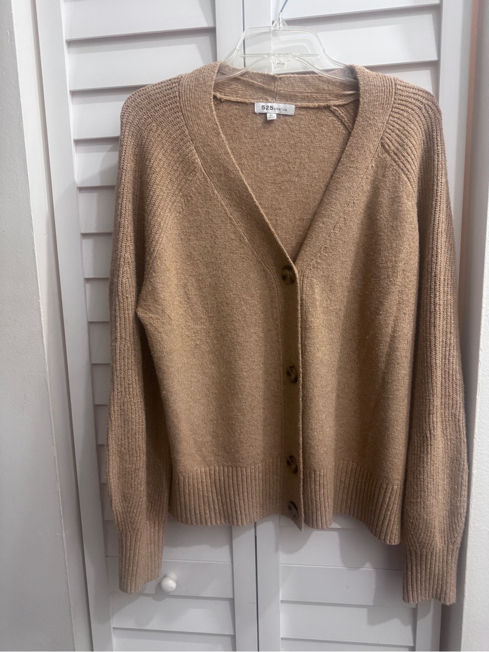 525 America Camel/Tan V-Neck Button Front Cardigan